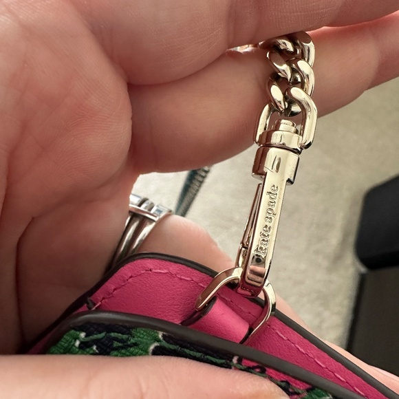 Kate Spade Blue Floral Crossbody Leather Bag Chain Strap Clutch Excellent - Picture 10 of 10